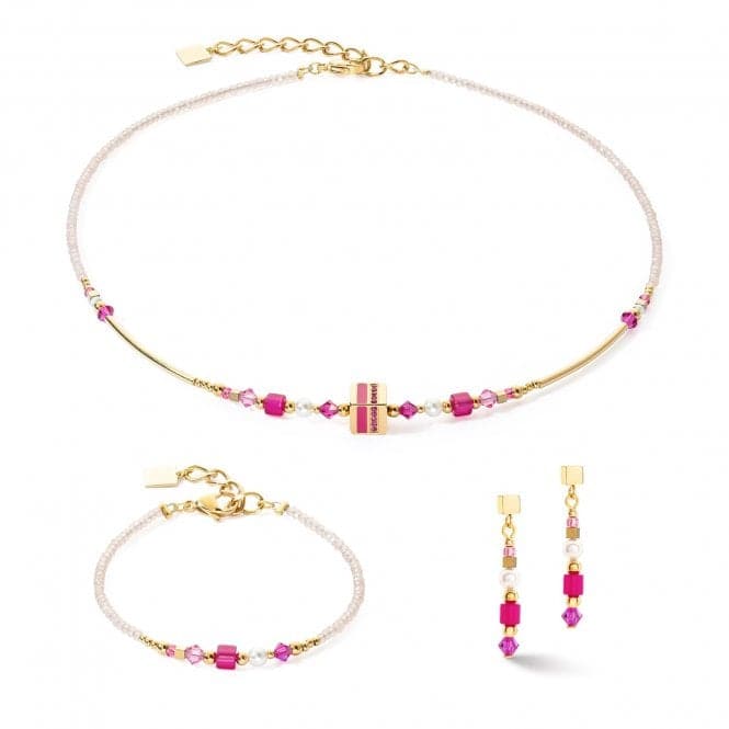 Square Stripes Magenta - Gold Bracelet 4355/30 - 0416Coeur De Lion4355/30 - 0416