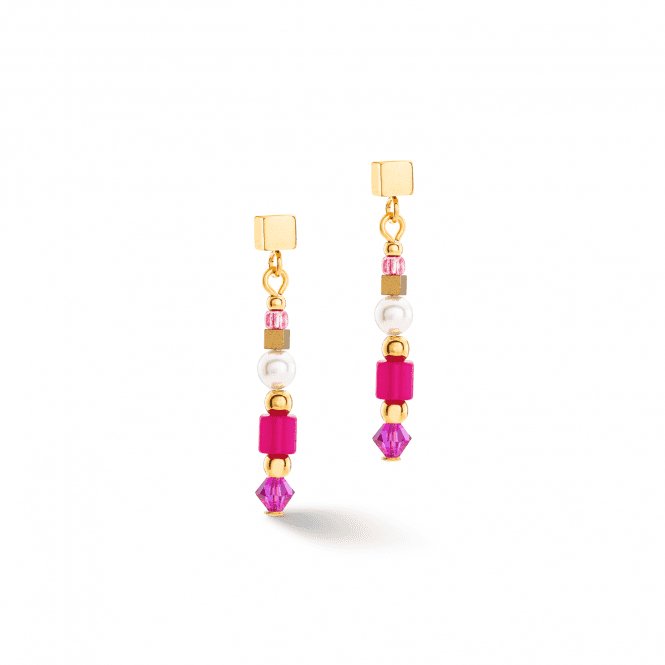 Square Stripes Magenta - Gold Earrings 4355/21 - 0416Coeur De Lion4355/21 - 0416