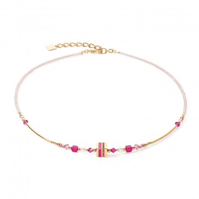 Square Stripes Magenta - Gold Necklace 4355/10 - 0416Coeur De Lion4355/10 - 0416