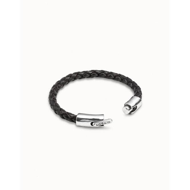 Stable Silver Leather BraceletUNOde50PUL2002MARMTL0M