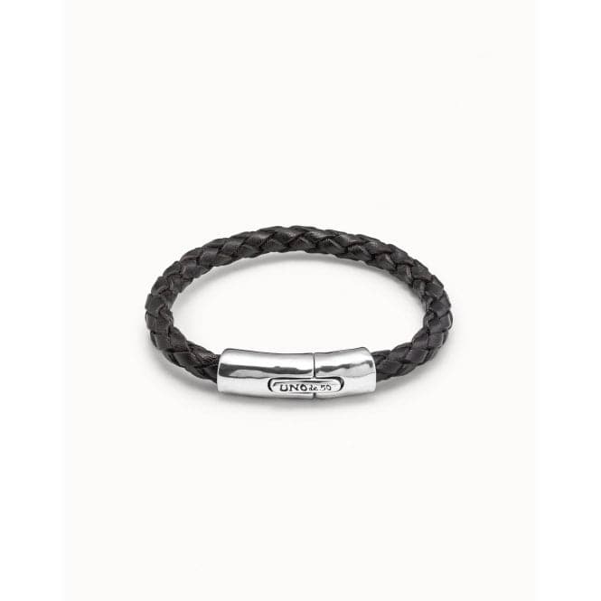 Stable Silver Leather BraceletUNOde50PUL2002MARMTL0M