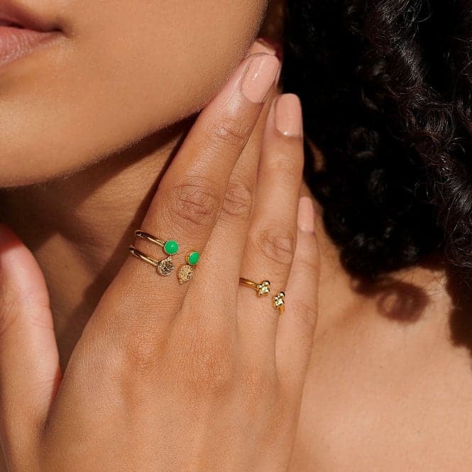 Stacks Of Style Green Enamel Gold Plated Set Of 3 Rings 7220Joma Jewellery7220