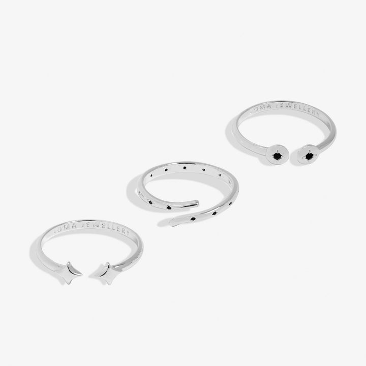 Stacks Of Style Set Of 3 Rings Silver Gem Silver Plated 7827Joma Jewellery7827