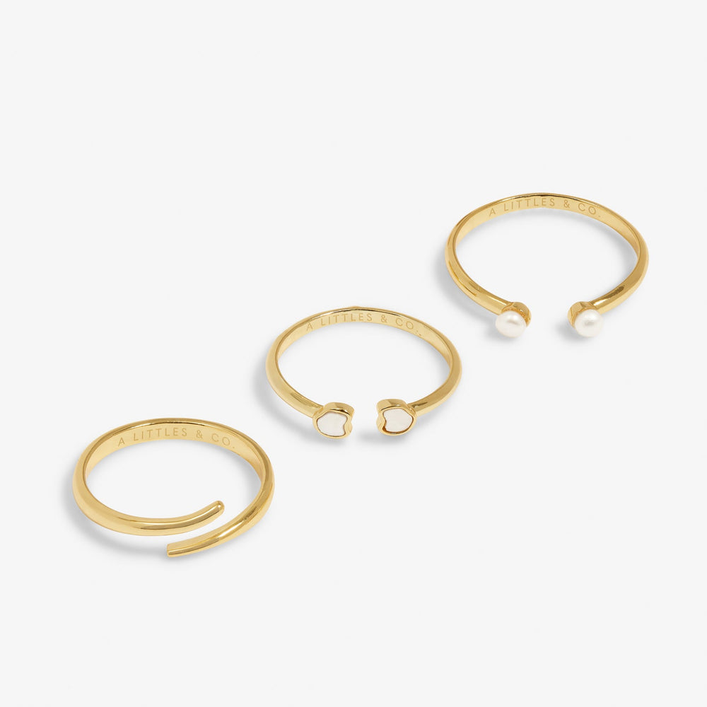 Stacks Of Style Set Of 3 Rings White Pearl Gold Plated 7823Joma Jewellery7823