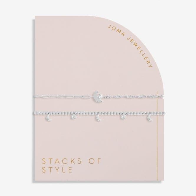 Stacks Of Style Silver Moon Silver Set Of 2 Bracelet 6337Joma Jewellery6337