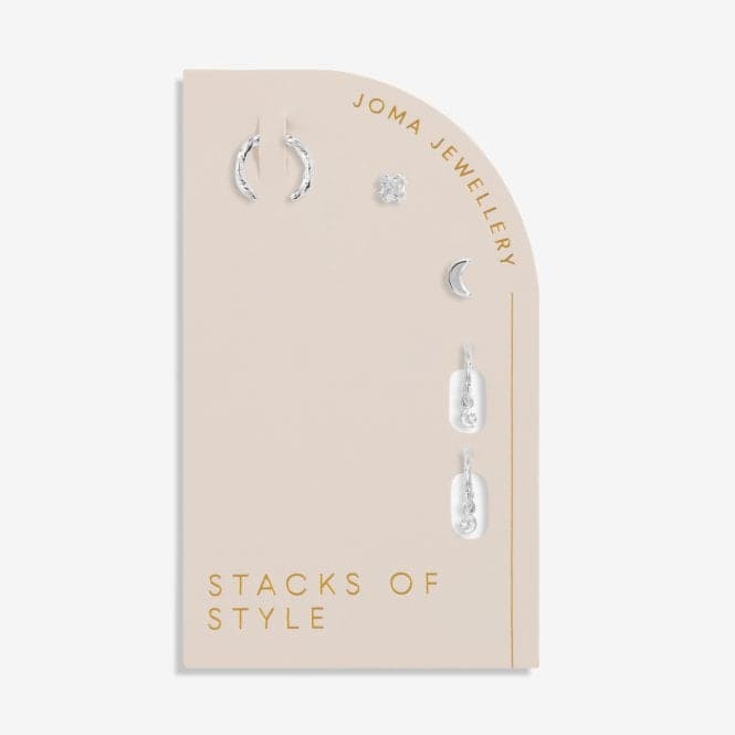 Stacks Of Style Silver Moon Silver Set Of Earrings 6339Joma Jewellery6339