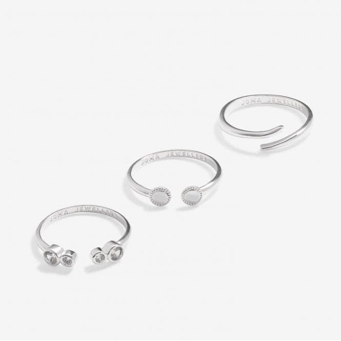 Stacks Of Style Zirconia Silver Plated Set Of 3 Rings 7221Joma Jewellery7221