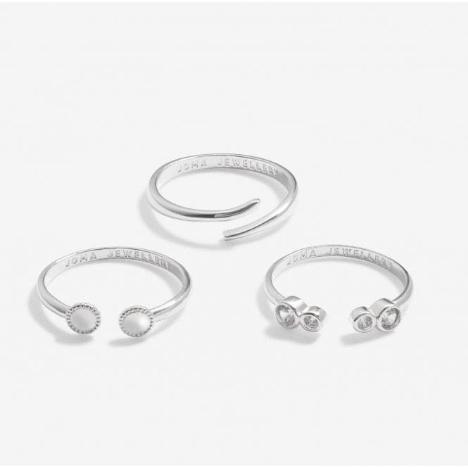 Stacks Of Style Zirconia Silver Plated Set Of 3 Rings 7221Joma Jewellery7221