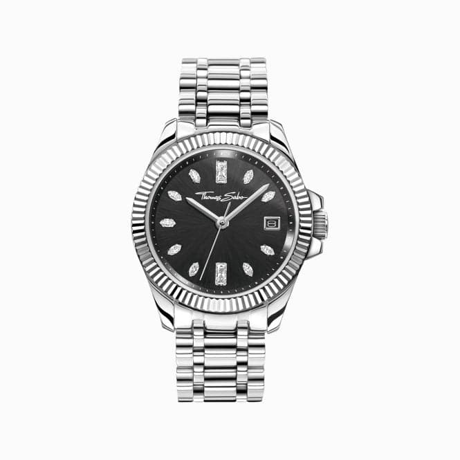 Stainless Steel Case Divine Black White Stones Watch WA0406 - 201 - 203Thomas Sabo WatchesWA0406 - 201 - 203