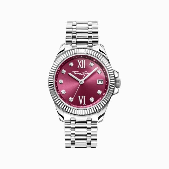 Stainless Steel Case Divine Burgundy White Stones Watch WA0407 - 201 - 212Thomas Sabo WatchesWA0407 - 201 - 212