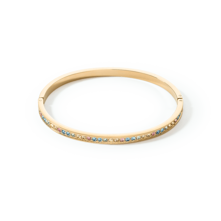 Stainless Steel Crystal Glass Multicolour Pastel Gold Bangle 0127/37 - 1590Coeur De Lion0127/37 - 1590