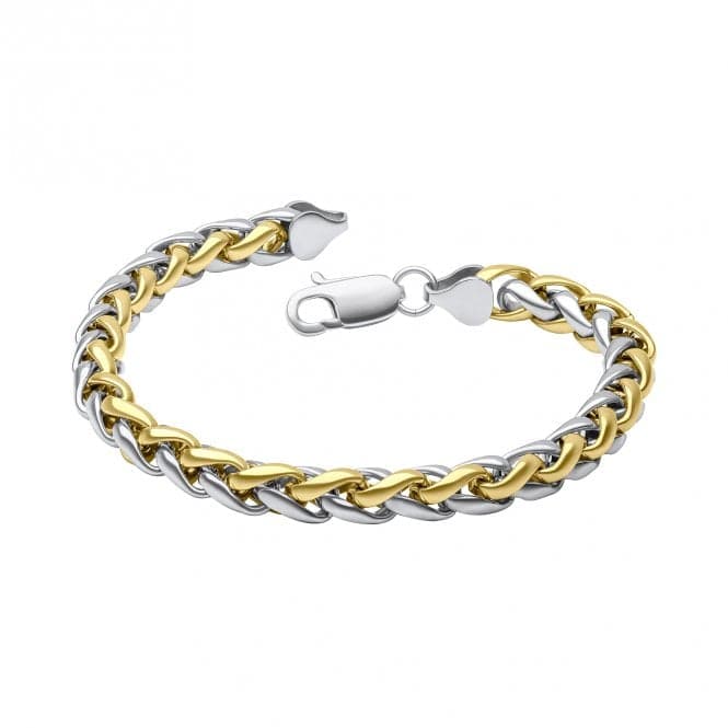 Stainless Steel Two Tone Spiga Link Bracelet B5469Fred BennettB5469