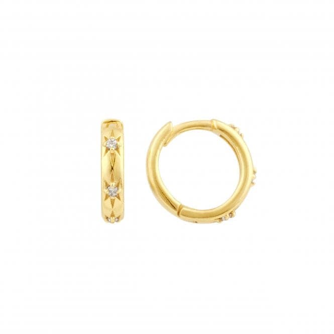 Star set Zirconia Huggie Gold Plated 13mm Hoop Earrings 56852GCZDew56852GCZ