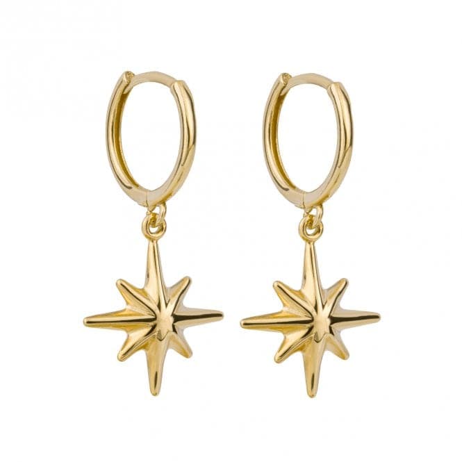 Starburst Charm 9ct Yellow Gold Hoop Earrings GE1005Elements GoldGE1005