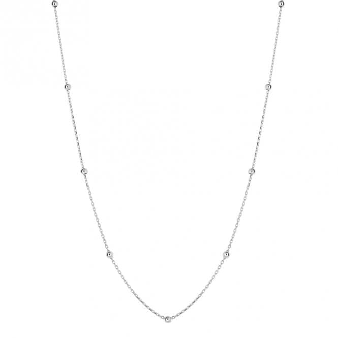 Station Ball Chain 9ct White Gold Necklace GN380Elements GoldGN380