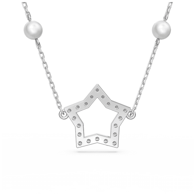 Stella Crystal Pearls Star White Rhodium Plated Necklace 5645379Swarovski5645379