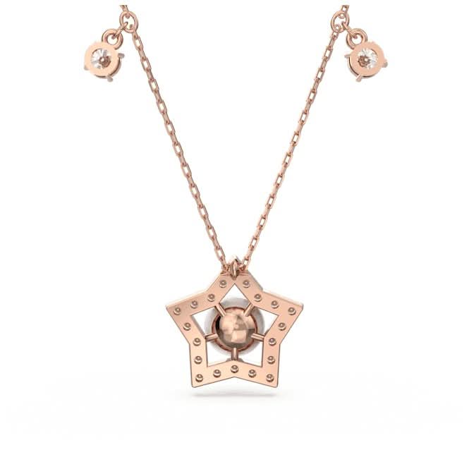 Stella Crystal Pearls Star White Rose Gold-tone Plated Necklace