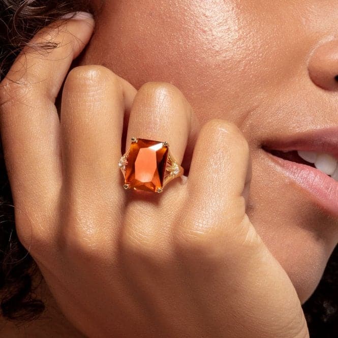 Sterling Gold Plated Orange Stone Star Cocktail Ring TR2261 - 971 - 8Thomas Sabo Sterling SilverTR2261 - 971 - 8 - 60