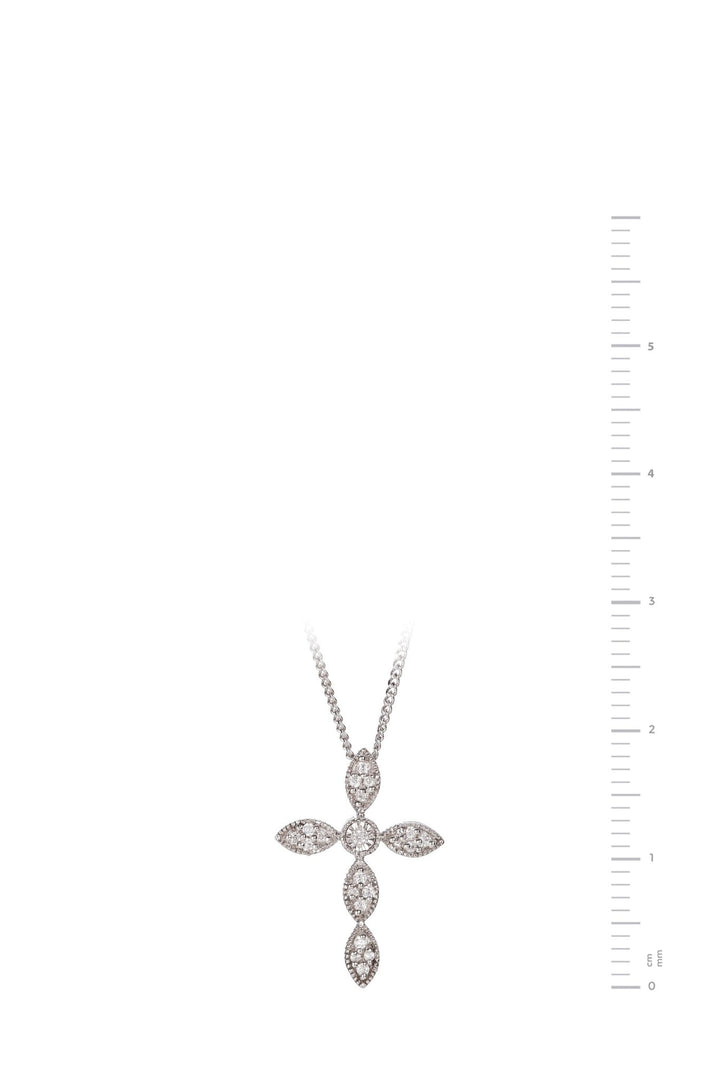 Sterling Silver 0.10ct Diamond Cross Pendant NecklaceThe Fine CollectiveBA0072003