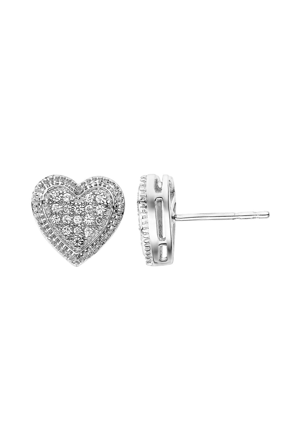 Sterling Silver 0.10ct Diamond Heart Stud EarringsThe Fine CollectiveBA0064186