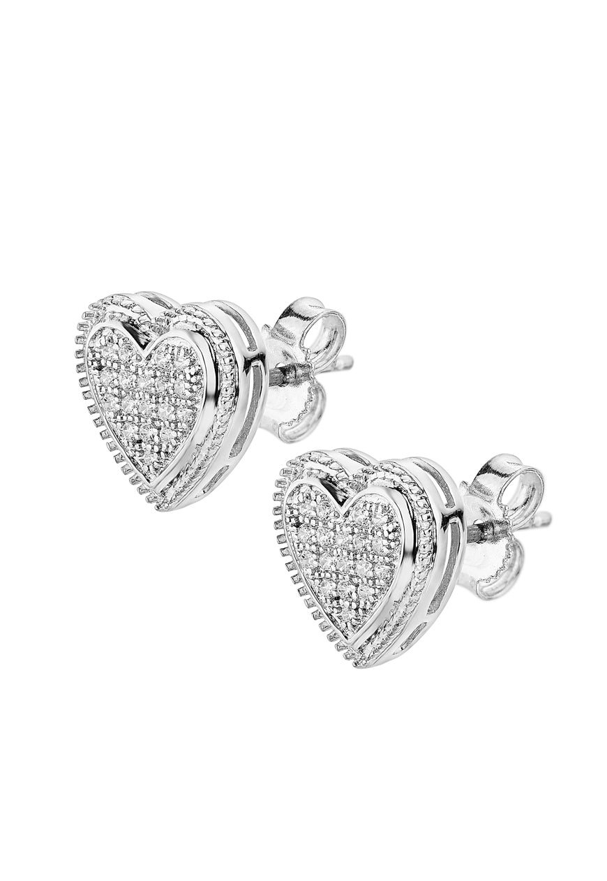 Sterling Silver 0.10ct Diamond Heart Stud EarringsThe Fine CollectiveBA0064186