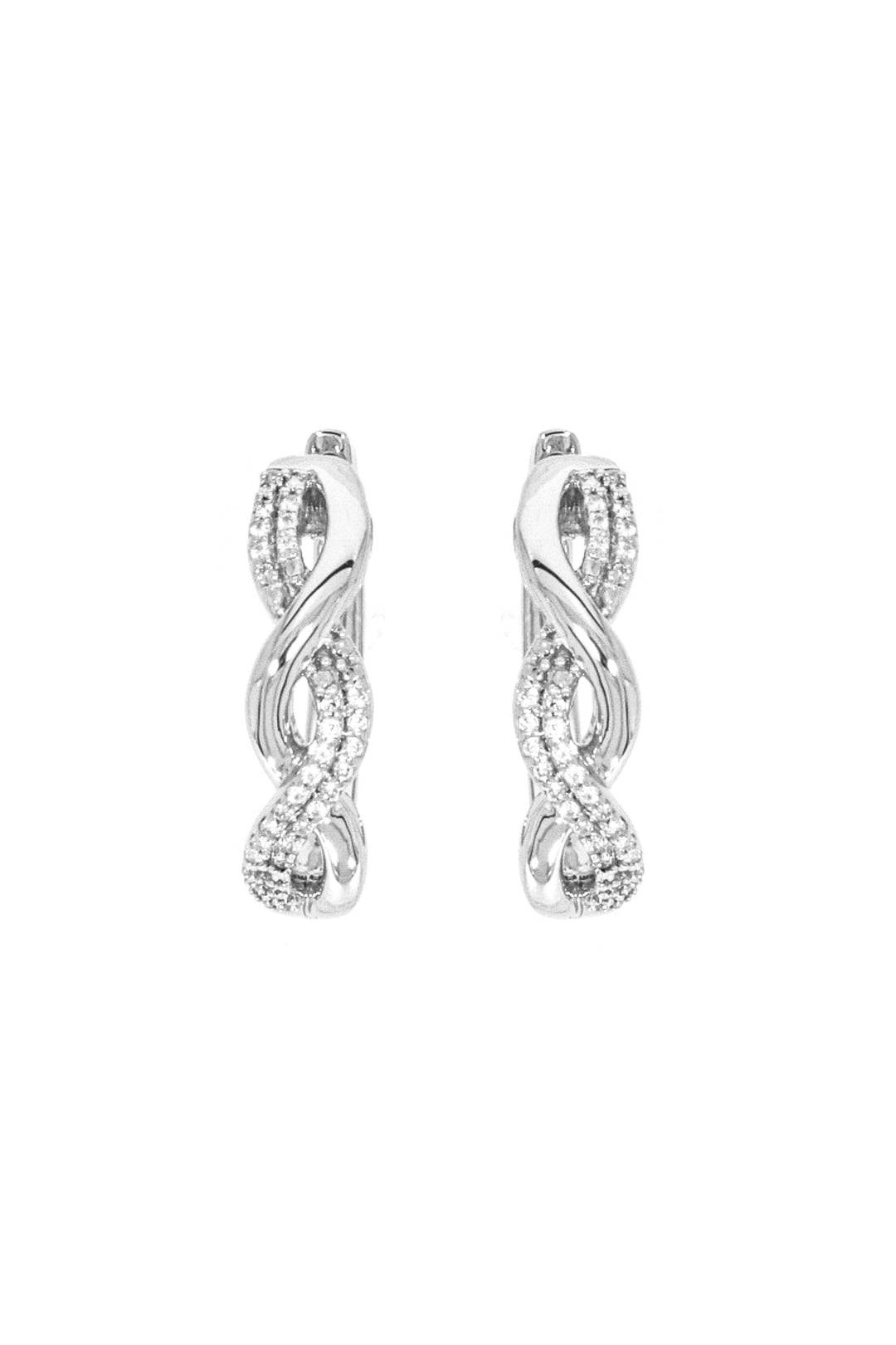 Sterling Silver 0.10ct Diamond Twist Hoop EarringsThe Fine CollectiveBA0072429