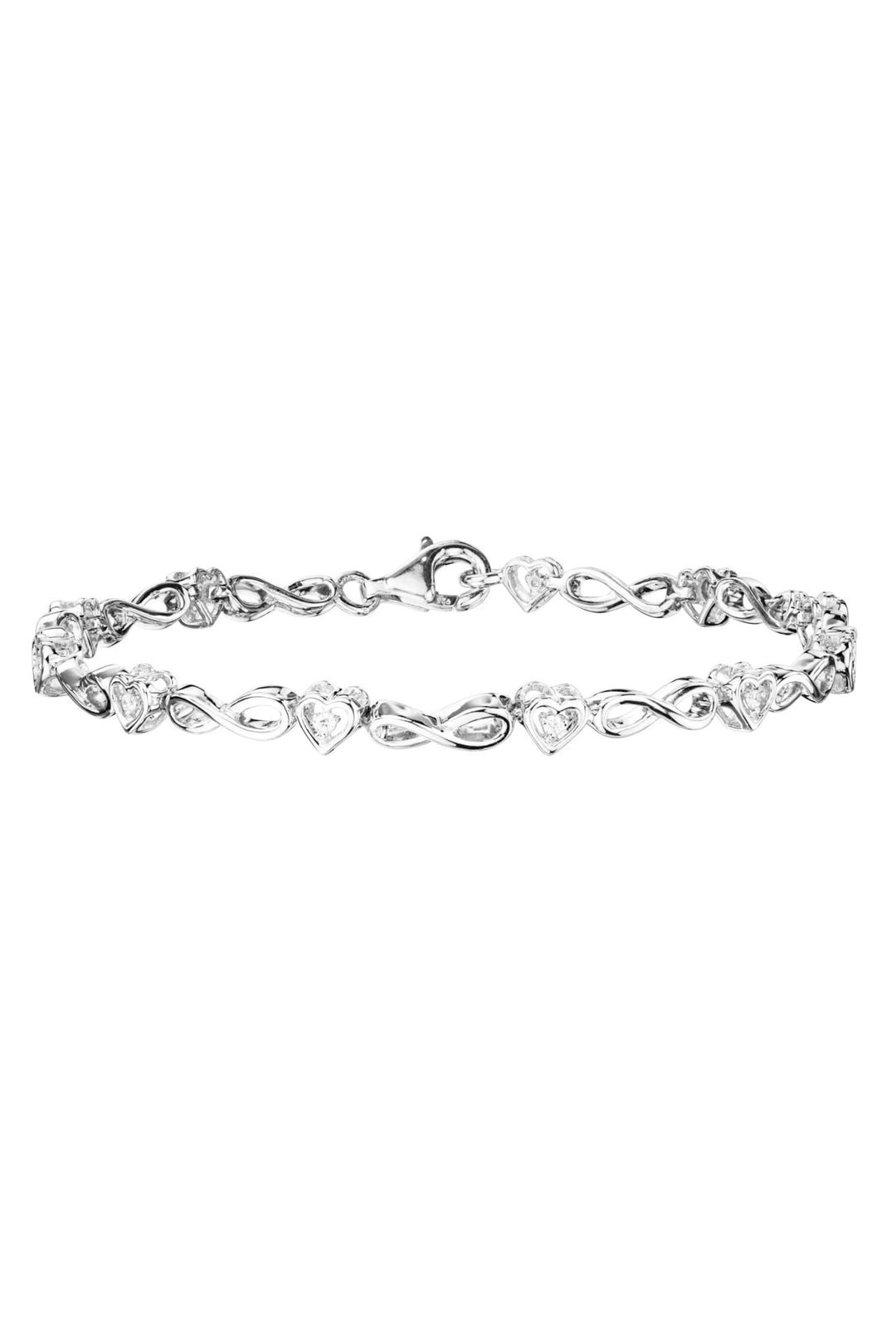 Sterling Silver 0.12ct Diamond Infinity Heart BraceletThe Fine CollectiveBA0060410