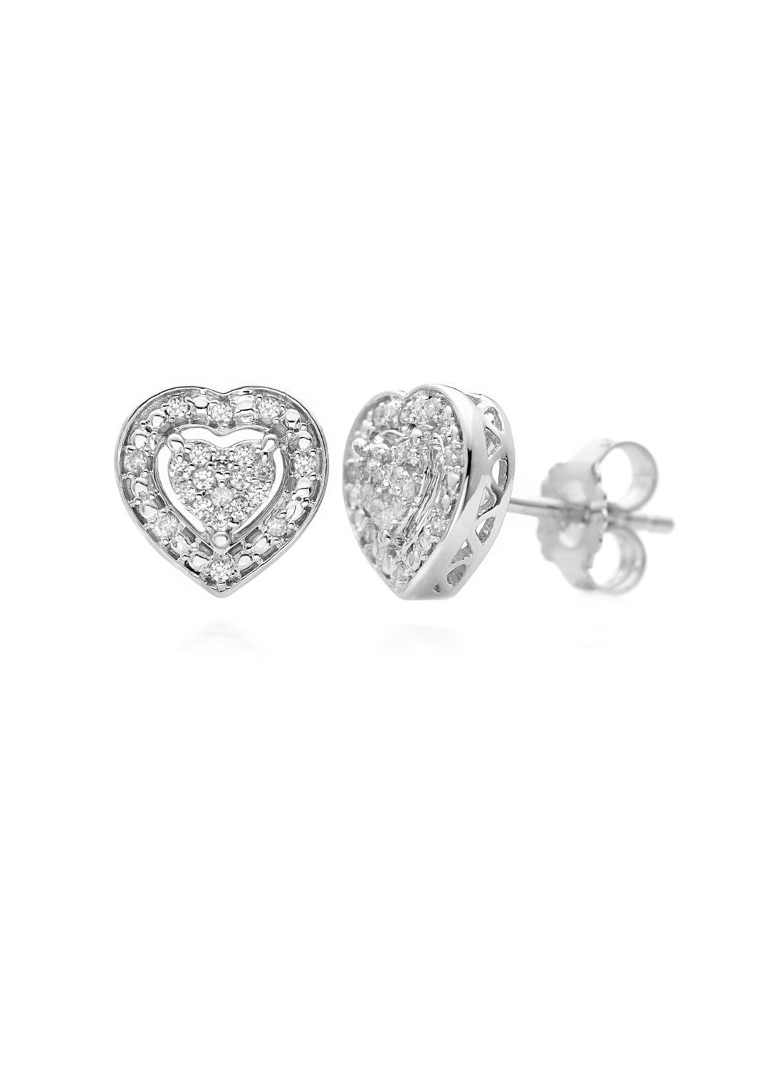 Sterling Silver 0.15ct Diamond Heart Cluster EarringsThe Fine CollectiveBA0049889