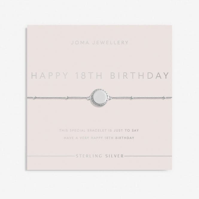 Sterling Silver 18th Birthday Disc Pave 16cm + 3cm Bracelet JJS0009Joma JewelleryJJS0009