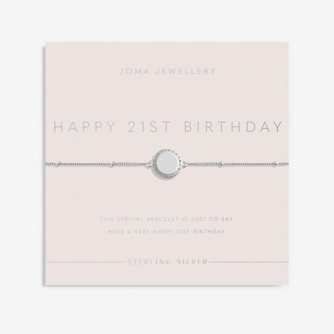 Sterling Silver 21St Birthday Disc Pave 16cm + 3cm Bracelet JJS0010Joma JewelleryJJS0010