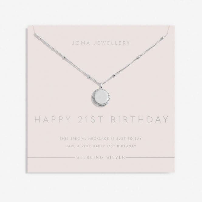 Sterling Silver 21st Birthday Disc Pave 46cm + 5cm Necklace JJS0021Joma JewelleryJJS0021