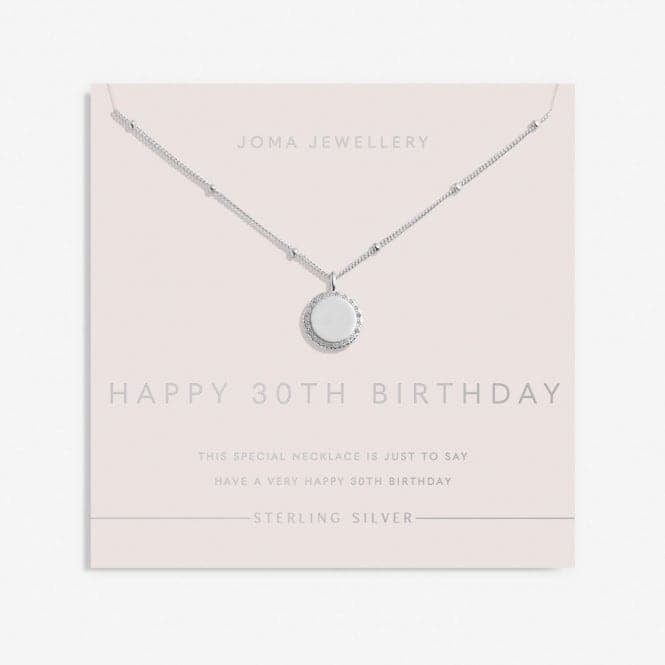 Sterling Silver 30th Birthday Disc Pave 46cm + 5cm Necklace JJS0022Joma JewelleryJJS0022