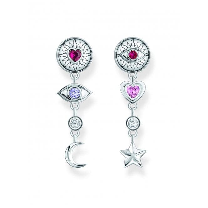 Sterling Silver 3D Symbols Colourful Stones Earrings H2277 - 640 - 7Thomas Sabo Sterling SilverH2277 - 640 - 7
