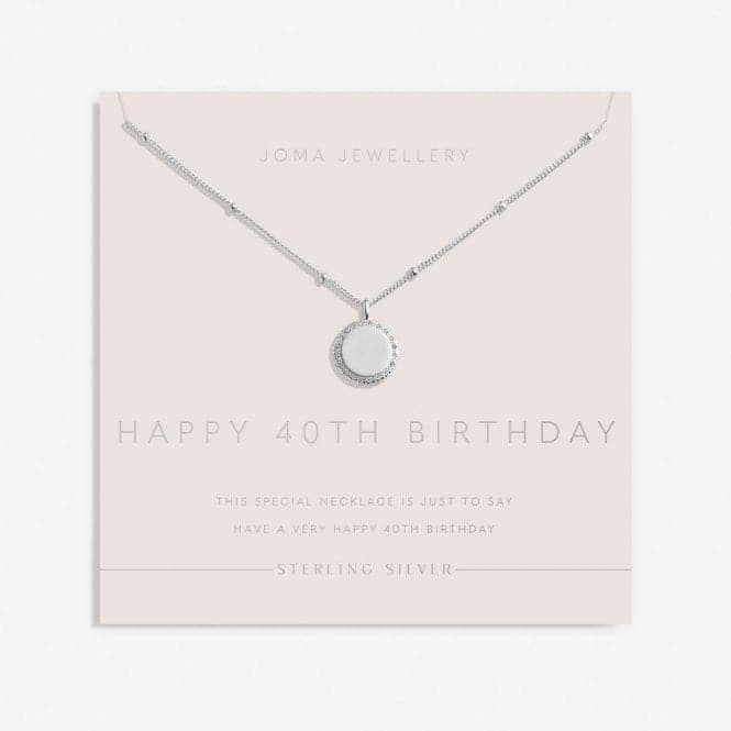 Sterling Silver 40th Birthday Disc Pave 46cm + 5cm Necklace JJS0023Joma JewelleryJJS0023