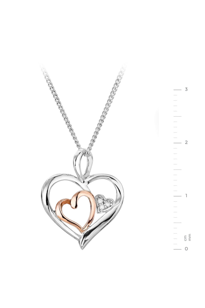 Sterling Silver & 9ct Rose Gold Diamond Triple Heart PendantThe Fine CollectiveBA0062611