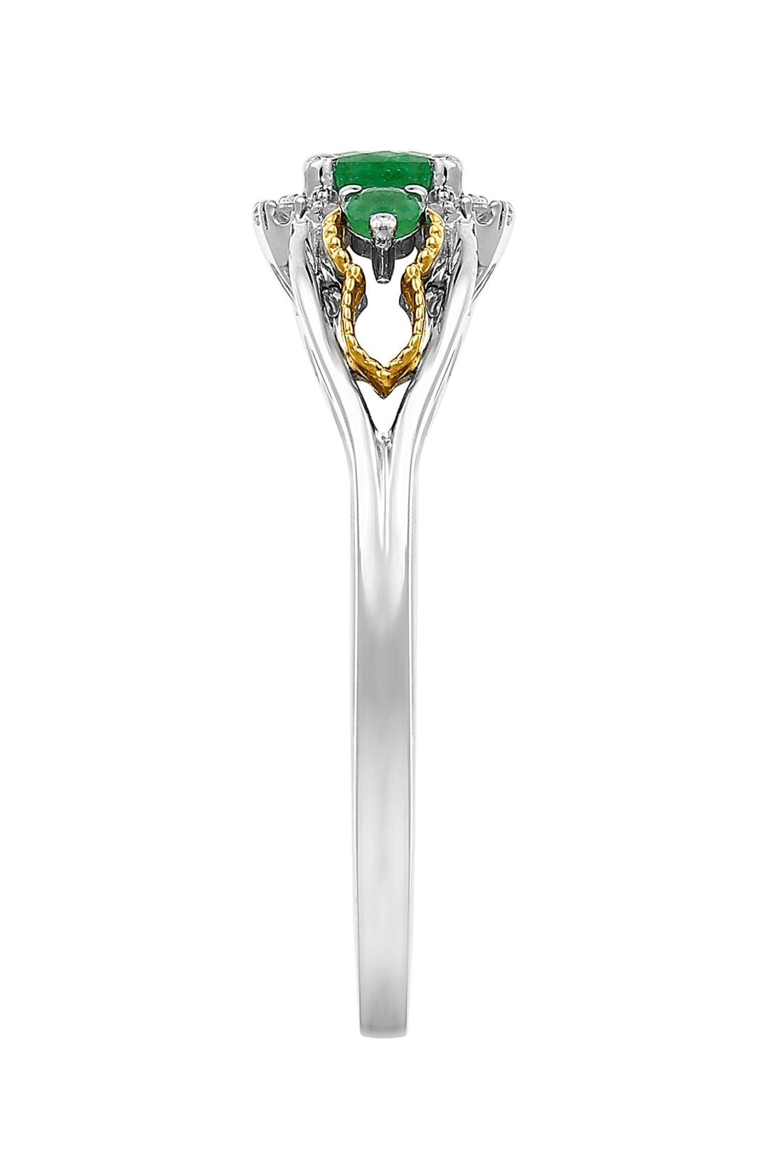 Sterling Silver & 9ct Yellow Gold Emerald and Diamond RingThe Fine CollectiveBA0044170 - M