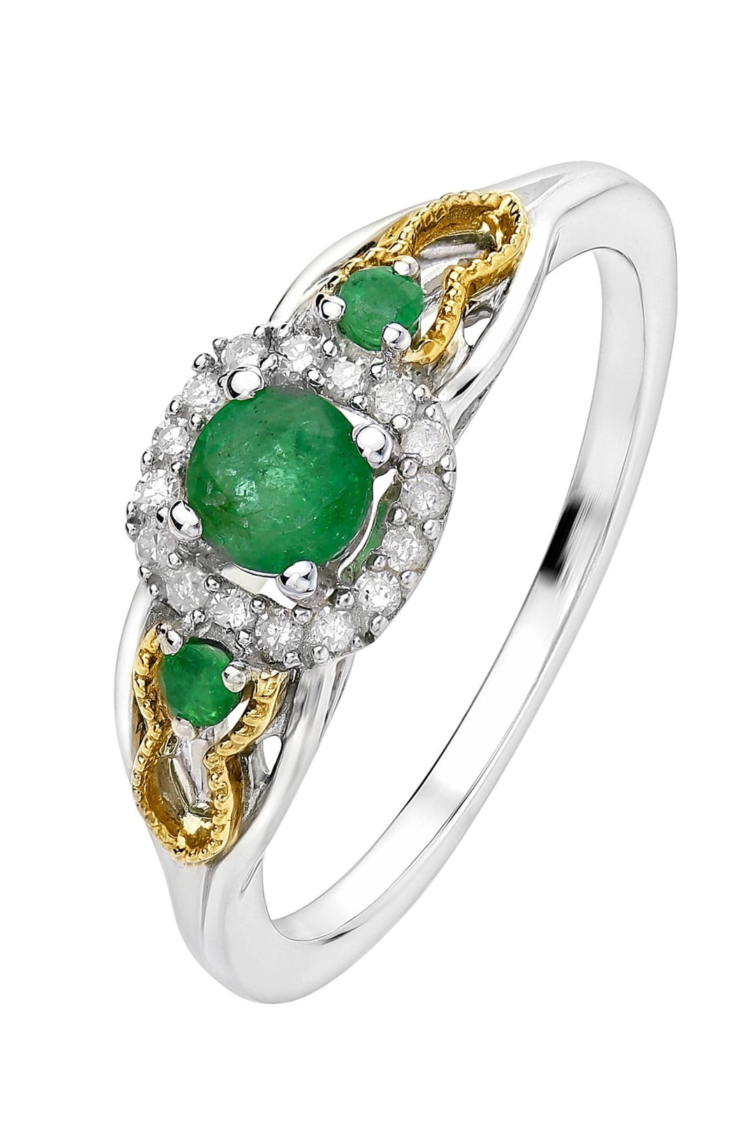 Sterling Silver & 9ct Yellow Gold Emerald and Diamond RingThe Fine CollectiveBA0044170 - M