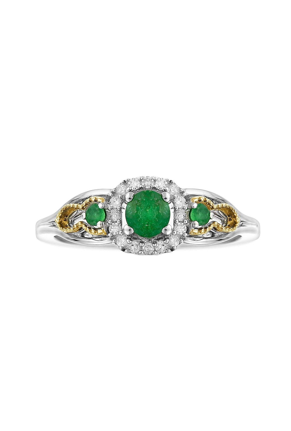 Sterling Silver & 9ct Yellow Gold Emerald and Diamond RingThe Fine CollectiveBA0044170 - M