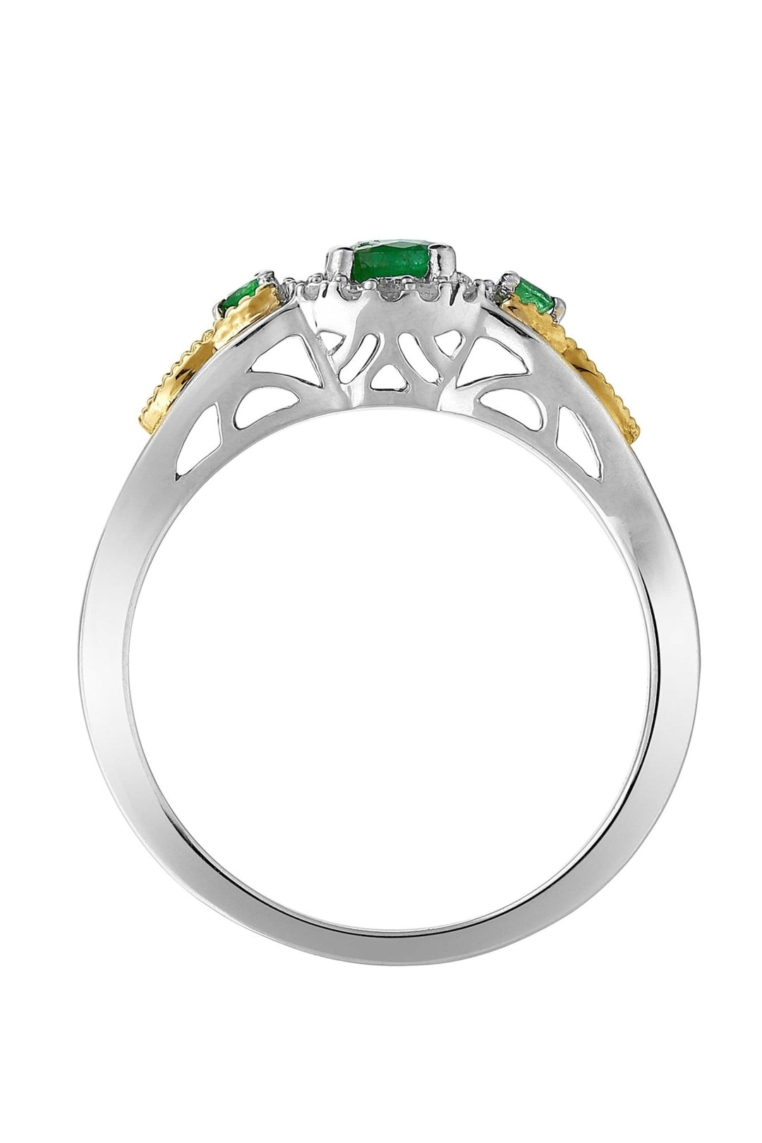 Sterling Silver & 9ct Yellow Gold Emerald and Diamond RingThe Fine CollectiveBA0044170 - M