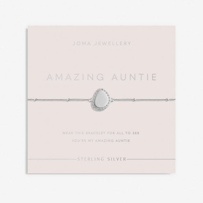 Sterling Silver Amazing Auntie Pebble Pave 16cm + 3cm Bracelet JJS0004Joma JewelleryJJS0004