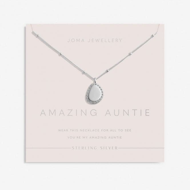 Sterling Silver Amazing Auntie Pebble Pave 46cm + 5cm Necklace JJS0016Joma JewelleryJJS0016