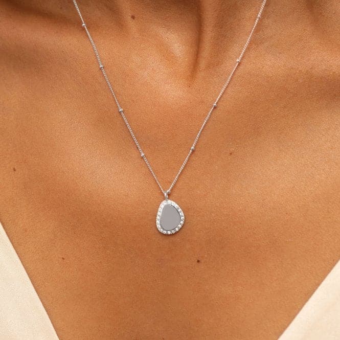 Sterling Silver Amazing Auntie Pebble Pave 46cm + 5cm Necklace JJS0016Joma JewelleryJJS0016