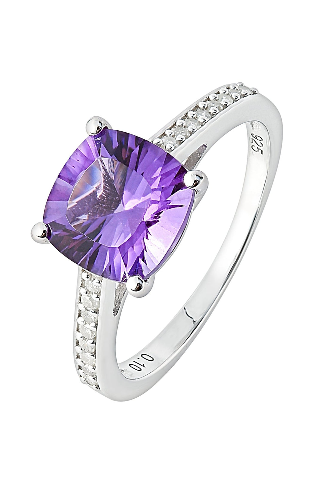 Sterling Silver Amethyst and 0.10ct Diamond RingThe Fine CollectiveBA0073853 - L