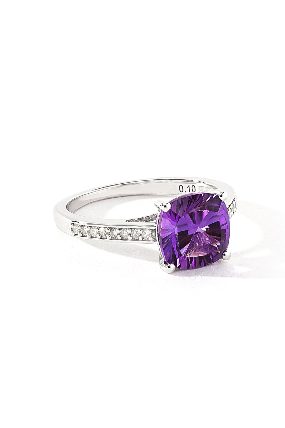 Sterling Silver Amethyst and 0.10ct Diamond RingThe Fine CollectiveBA0073853 - L