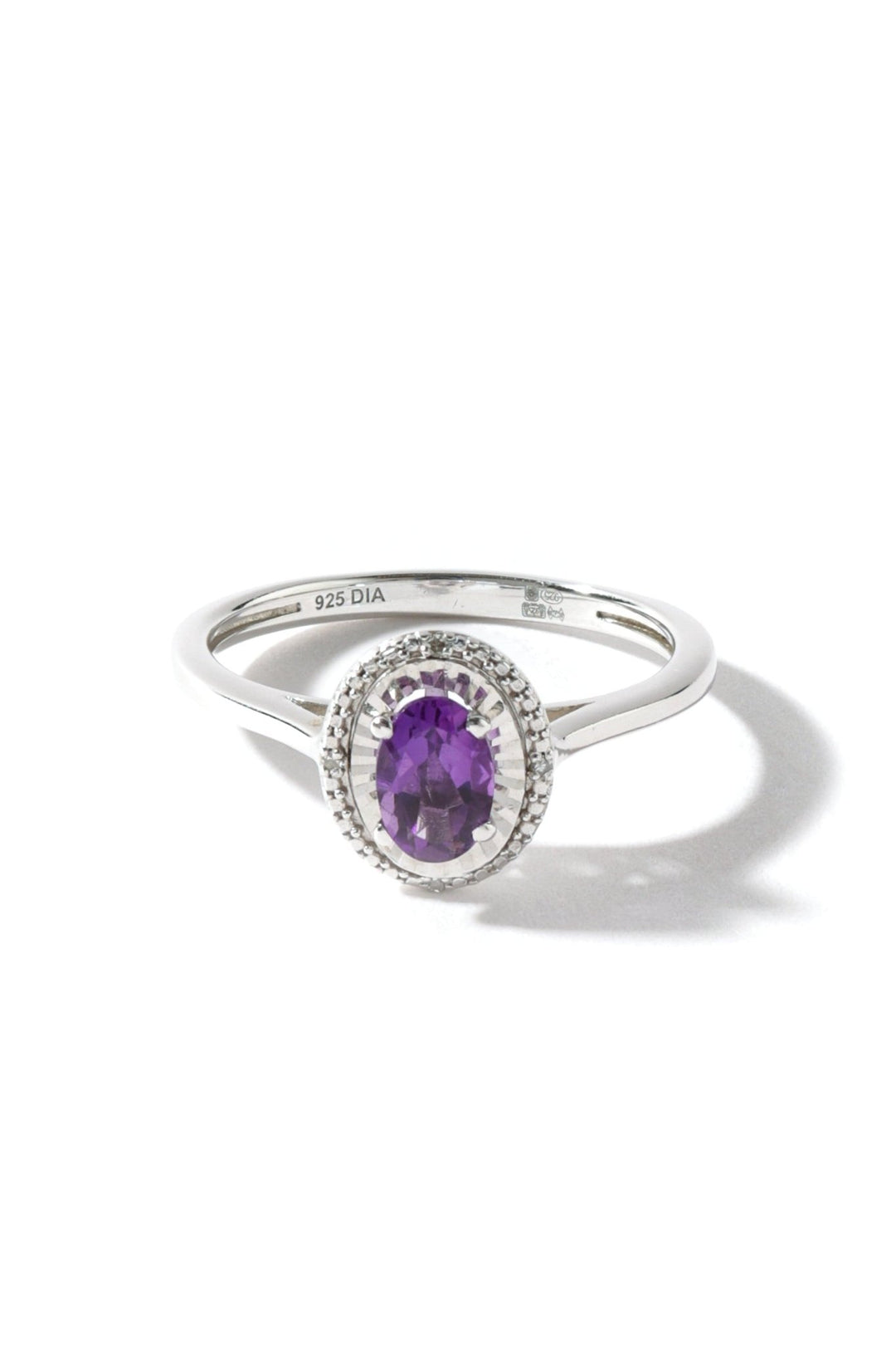 Sterling Silver Amethyst and Diamond Oval RingThe Fine CollectiveBA0054081 - I