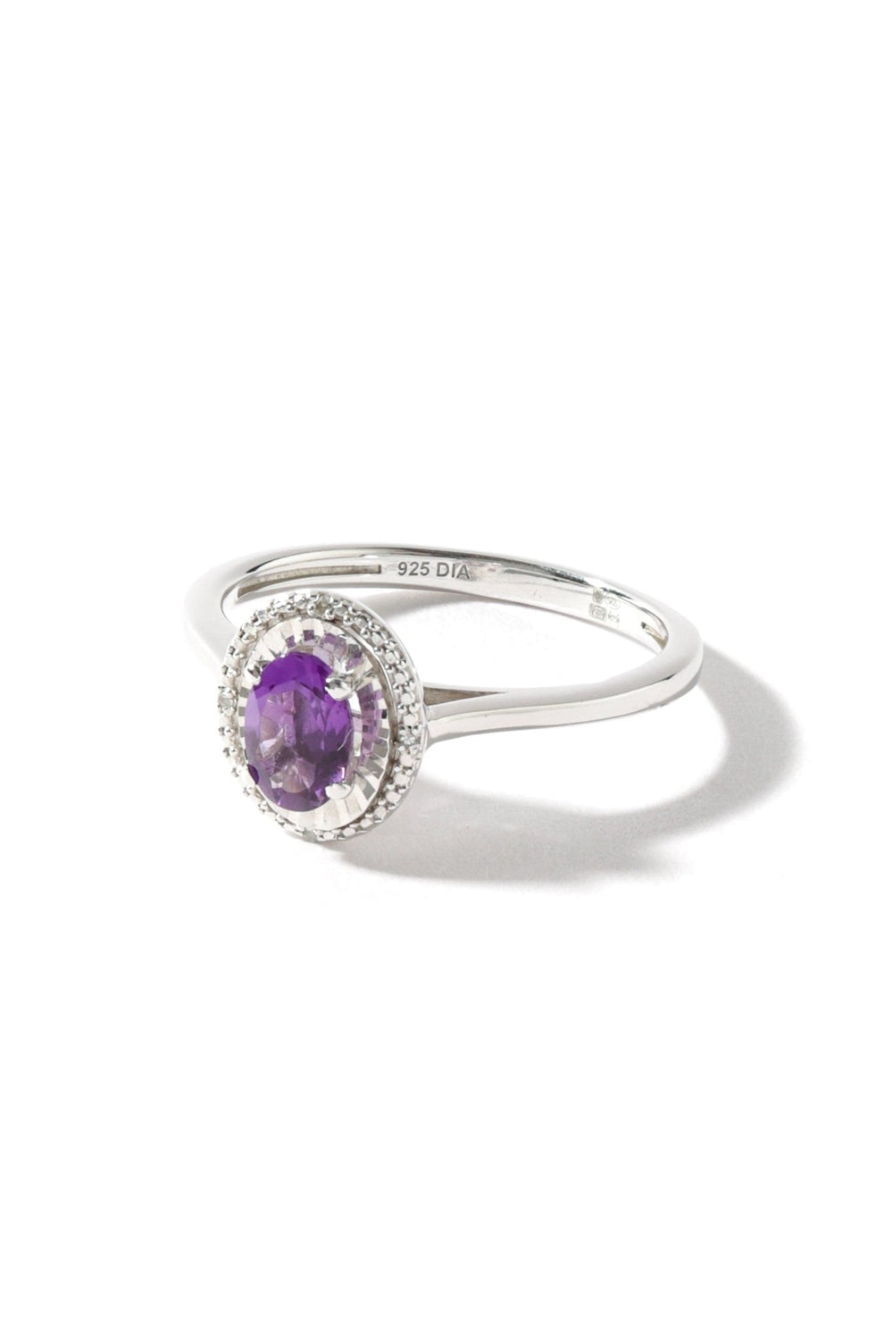 Sterling Silver Amethyst and Diamond Oval RingThe Fine CollectiveBA0054081 - I