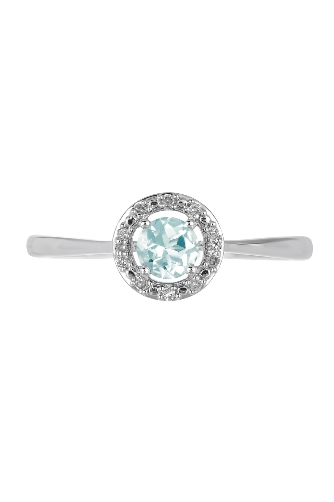 Sterling Silver Aquamarine and Diamond Halo RingThe Fine CollectiveBA0056134 - L