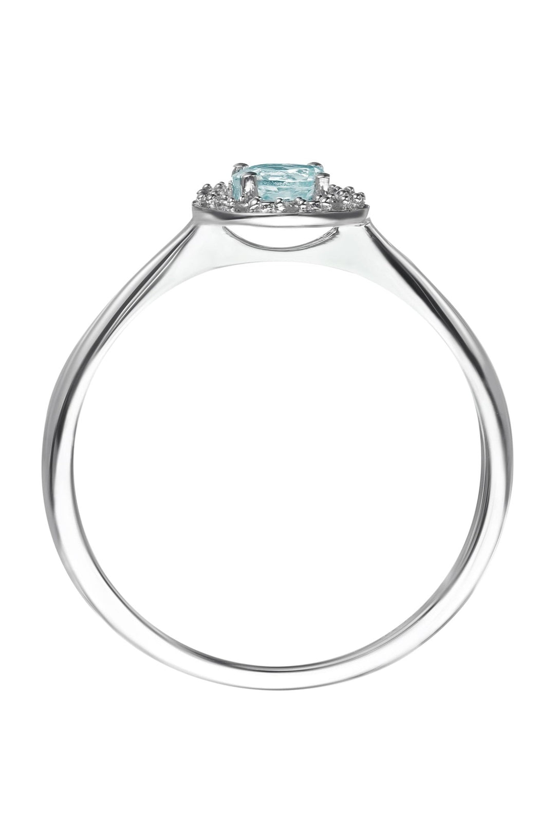 Sterling Silver Aquamarine and Diamond Halo RingThe Fine CollectiveBA0056134 - L