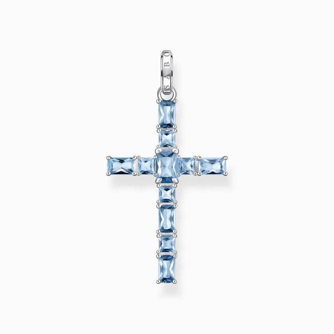 Sterling Silver Aquamarine Coloured Cross Pendant PE939 - 009 - 1Thomas Sabo Sterling SilverPE939 - 009 - 1