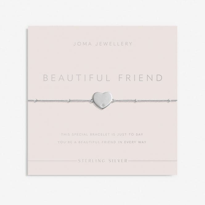 Sterling Silver Beautiful Friend Heart Zirconia 16cm + 3cm Bracelet JJS0007Joma JewelleryJJS0007